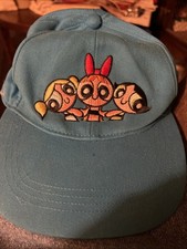 Vtg Powerpuff Girls Cartoon Network Embroidered Hat Blue Kids Youth 2000 VG