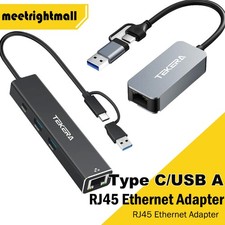 USB A / C to Ethernet RJ45 Hub Adapter USB C USB 3.2 10Gbps  Gigabit LAN Network