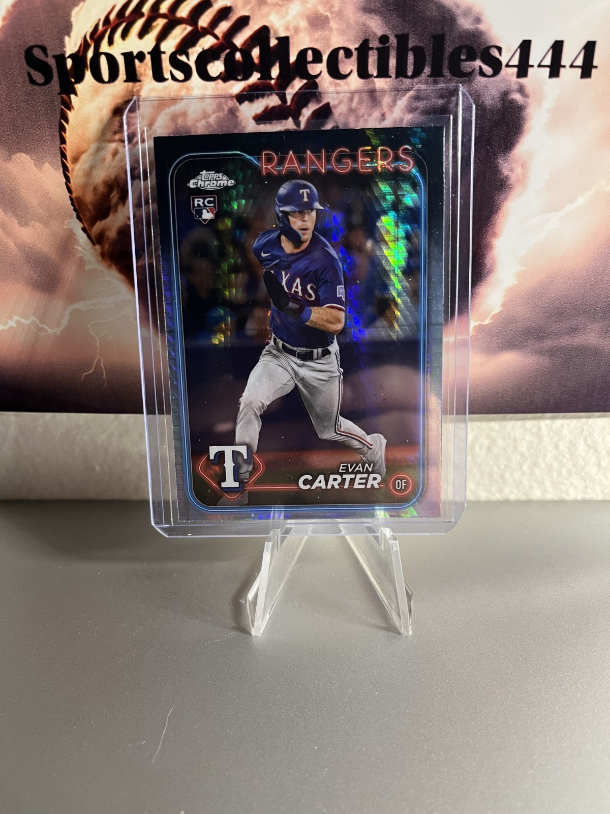 Evan Carter 2024 Topps Chrome RC Prism Refractor #136 Texas Rangers