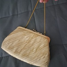 Gold Metallic Look Small Purse Stylish Evening Clutch With Short Chain