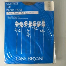 Vtg Lane Bryant Sz 4X Control Top Panty Hose Tan Nude Heel & Toe Nylon NOS New