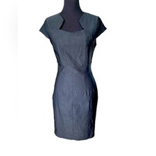NWT Grace Karin Black Geometric Neckline Cap Sleeve Pencil Dress, Size Medium