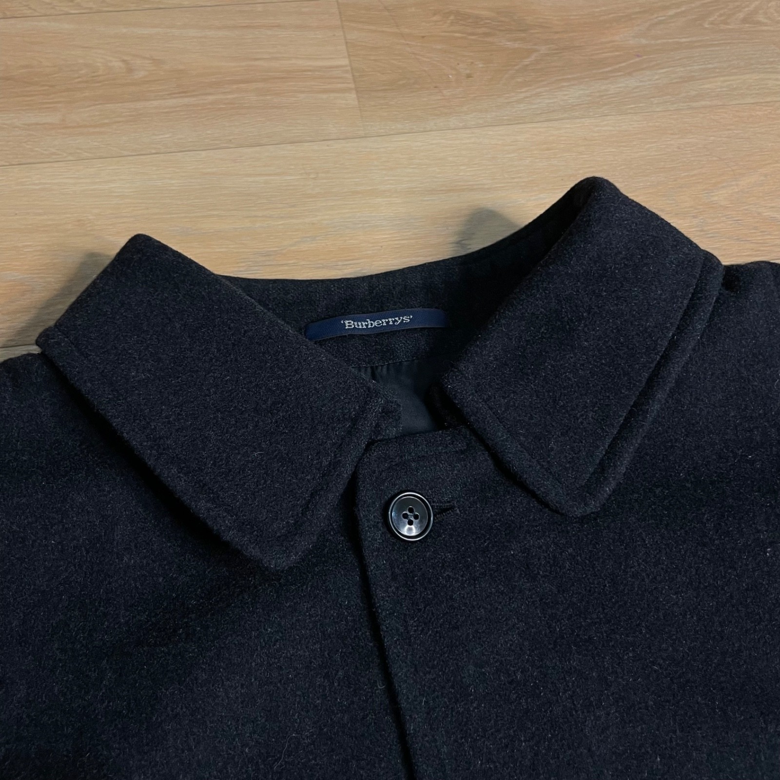 VINTAGE Burberry Trench Coat WINTER jacket VIRGIN WOOL men Black SIZE 40us M thumbnail 5