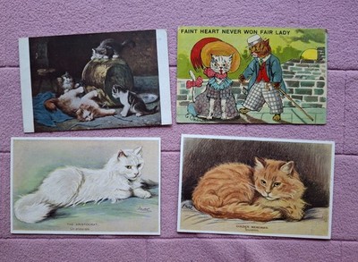 POSTKARTEN - 10 KARTEN ALLE KATZENBEZOGENE KÜNSTLER COMIC ETC.