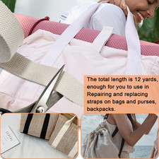 Natural Cotton Webbing 1 Inch 12 Yards Cotton Webbing Straps for Bags Handles...