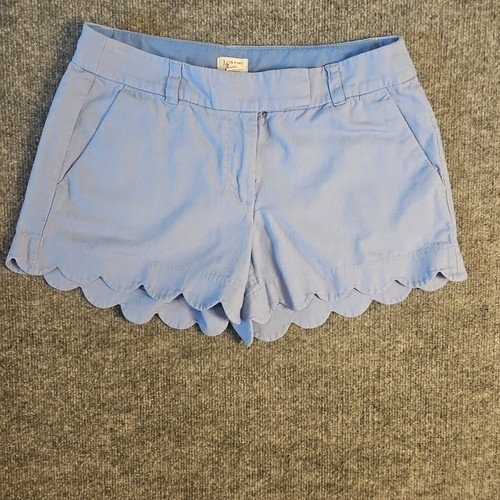 J.Crew Women’s Scallop Hem Shorts Blue Chino Size 6 Cotton Summer Preppy Cut - Picture 7 of 9