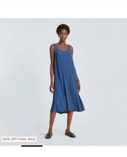EVERLANE THE NAIA RIPPLE TANK Blue Midi Dress, size M, Minimalist Quiet Luxury