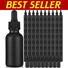 Lightweight 1oz Frosted Black Glass Dropper Bottles - 100 Count Reusable Set