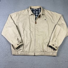 Polo Ralph Lauren Harrington Jacket Men XL Full Zip Chin Strap Plaid Lined
