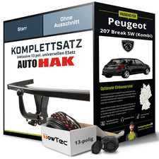 Für PEUGEOT 207 Break SW Typ WK Anhängerkupplung starr +eSatz 13pol uni. 07- NEU