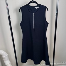 Calvin Klein Navy Zipper Front Business Professional Preppy Minimalist Dress 12