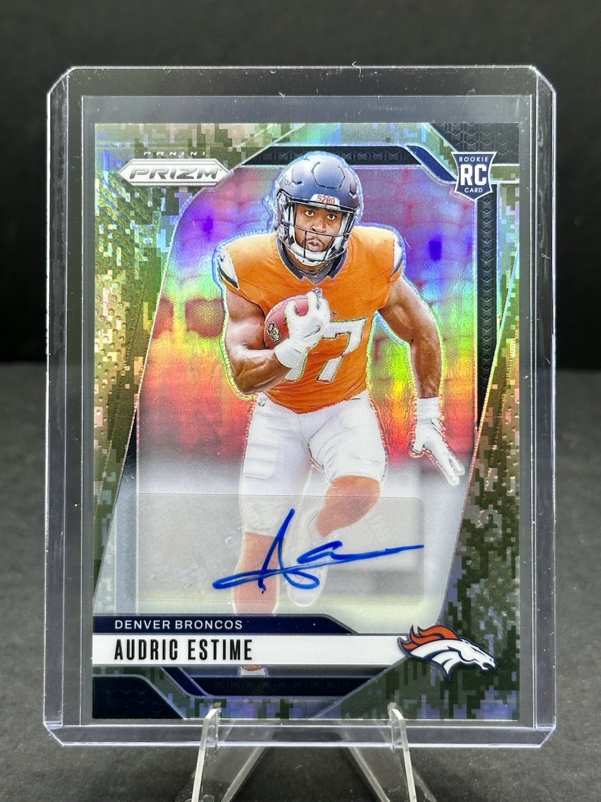 2024 Prizm Audric Estime #306 Autograph Camo /25 RC Broncos *Rookie*