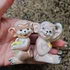 Vintage 50s Anthropomorphic Pink/Brown Monkeys w Banana's Salt & Pepper Shakers — photo 3