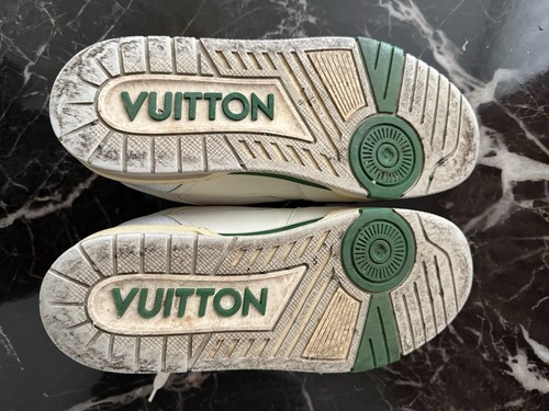 Louis Vuitton White Green Leather and Mesh LV Trainer Sneakers Size 10 - Picture 18 of 22