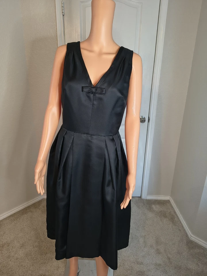 Vestido Kay Unger Pajarita Cóctel Fiesta Noche 100% Seda Talla 10 -Dinero Antiguo -DP25 Foto 2 de 4