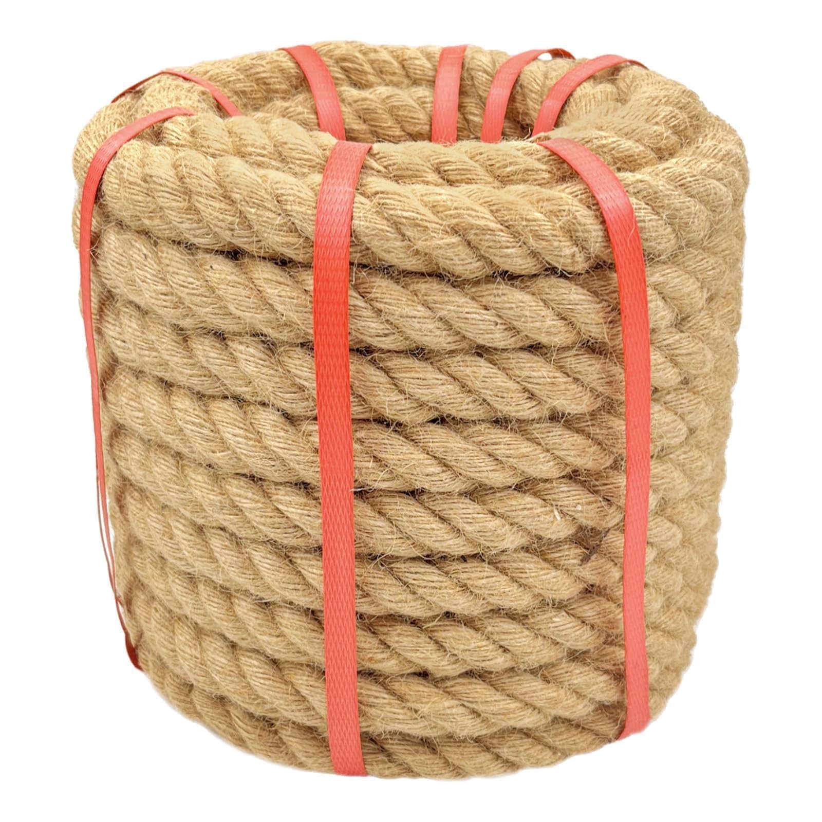 1 Inch x 50 Ft Hemp Rope, 900 Lbs Working Strength, 4 Strand