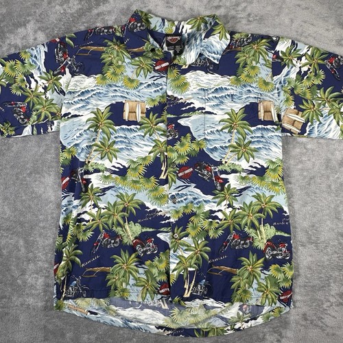VTG Harley Davidson Men's XL Tori Richard Shirt Button Up Floral Made In USA - Picture 2 of 7