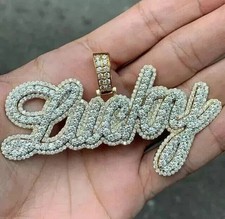 3Ct Round Cut Lab-Created Diamond Custom Letter Pendant 14K Yellow Gold Plated