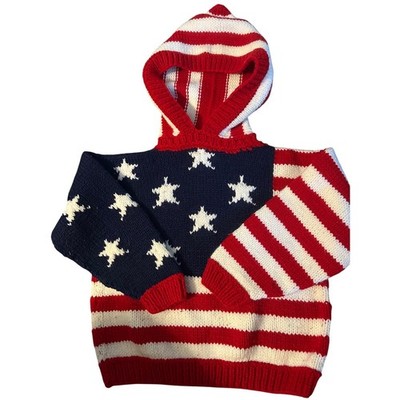 Handmade American flag Knit Sweater, Americana Child size 4T