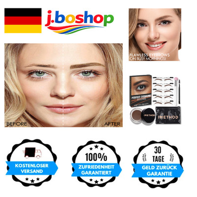 iMethod Augenbrauenstempel Set 10 Schablonen Pomade Schwamm Pinsel