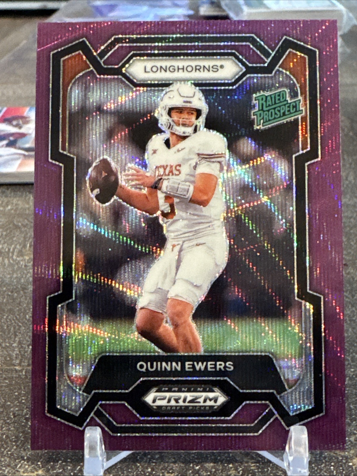 2024 Panini Prizm Draft Picks Quinn Ewers Purple Wave Rated Rookie #191