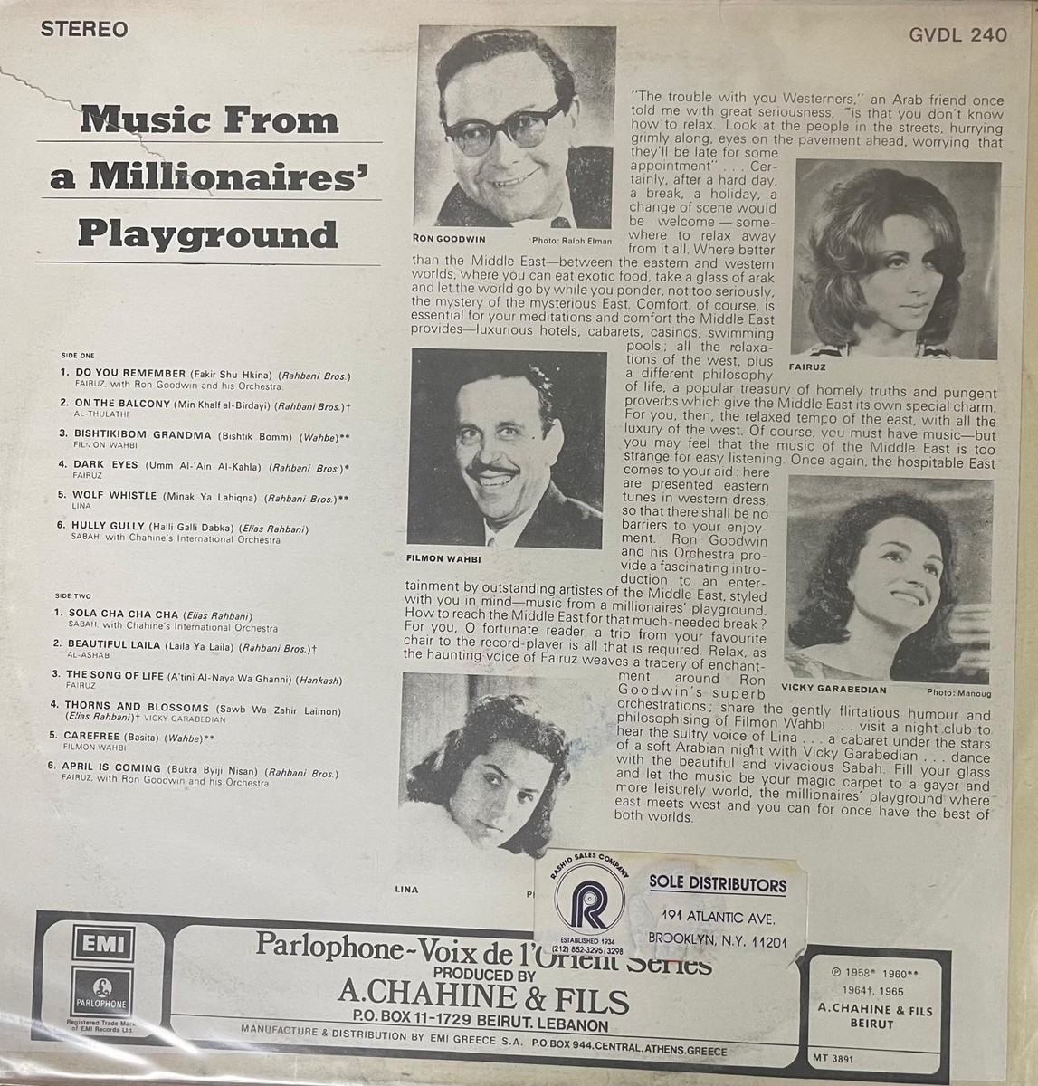 Arabic Lebanon 1960's LP -Music from a Millonaires' playground