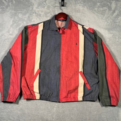 Vintage Ralph Lauren Jacket Mens XL Vertical Striped Pony Full Zip