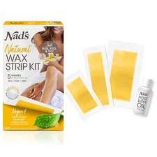 Nad's Wax Strips Kit Natural All Skin Types Wax Hair Removal For Women, 6 Face W