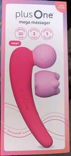 Plus One Mega Massager Rechargeable Vibrating Wand (Pink) – Powerful & Quiet NEW