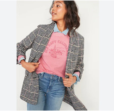 OLD NAVY Soft-Brushed Patterned Blazer Jacket L NWT Herringbone Plaid Wool Blend