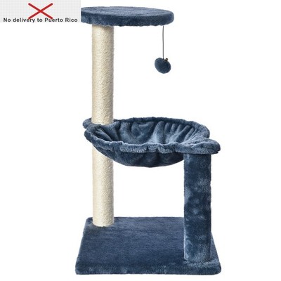 3-Level Cat Tower with Hammock and Sisal Post, 26.7 inch, Blue delivery fast