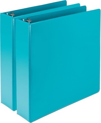 2-pk Turquoise 3-Ring Binders, 2 inch, 2'' O-rings*, w/ Cover & Interior Pockets