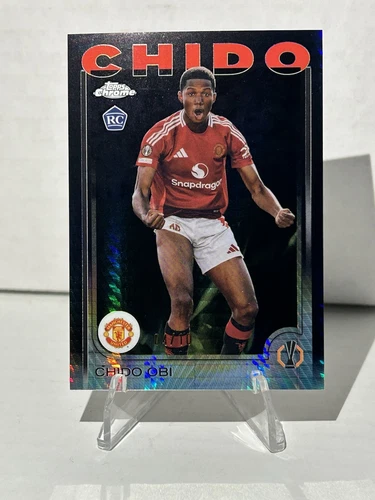 2024-25 Topps Chrome UEFA Black Prism Refractor /10 Chido Obi RC SSP Man. UN #14
