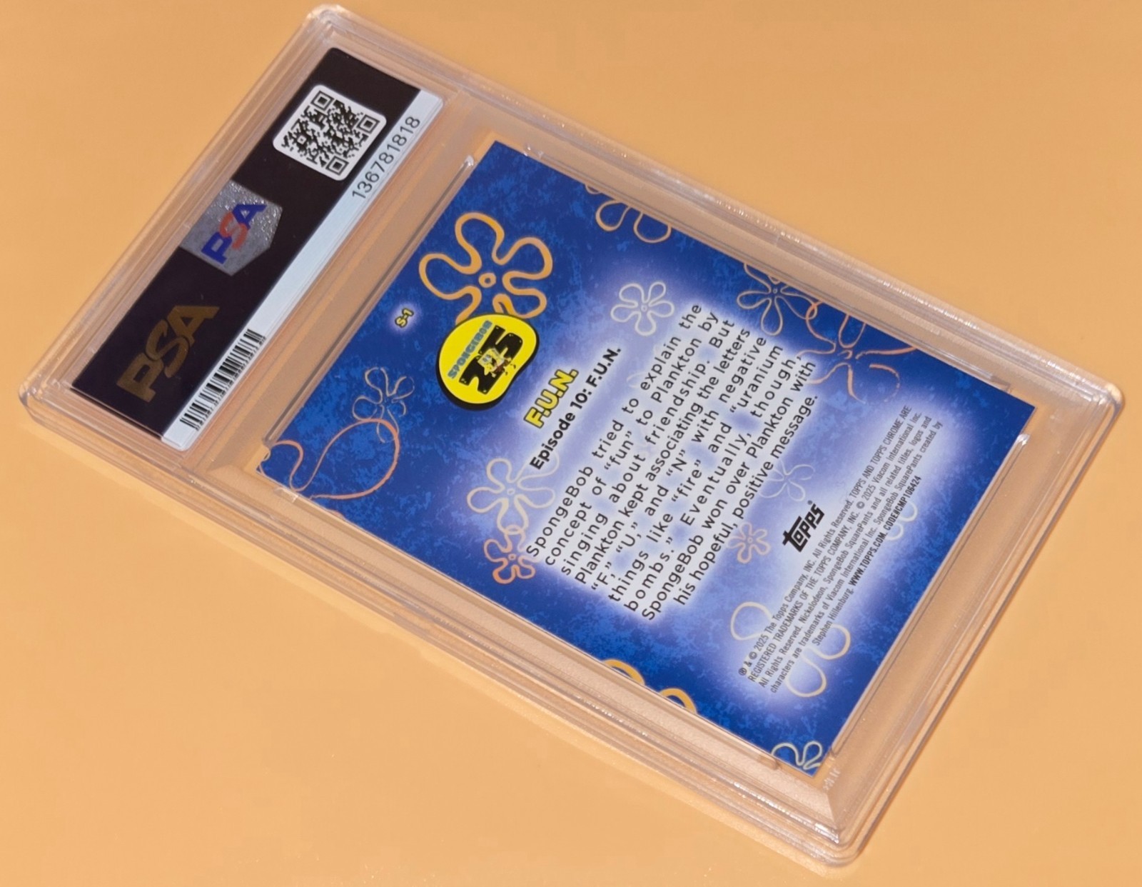 SpongeBob F.U.N. Song PSA 10 Low Pop SpongeBob 25th Anniversary T. Chrome Insert view 16