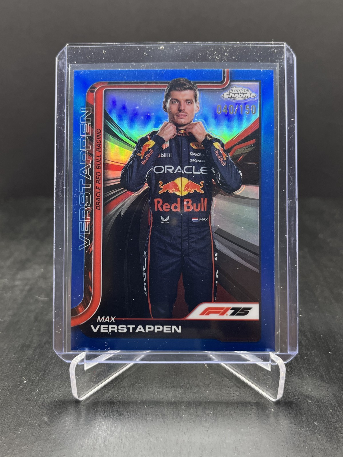 2025 Topps Chrome Formula 1 F1 Max Verstappen Portrait Blue Refractor 040/150 #1