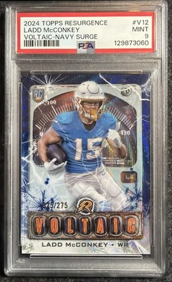 2024 Topps Resurgence Ladd McConkey #V-12 Voltaic Navy Surge /275 RC PSA 9