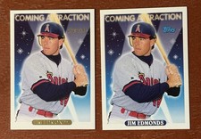 JIM EDMONDS RC 1993 Topps Lot Of 2 - GOLD & Base Cards #799 California Angels