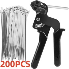 Metal tie wrap Gun kit,Stainless Steel Cable Tie Gun and 200PCS 4.6x250mm  Cable
