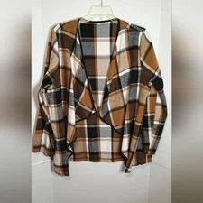 Plaid Open Front Jacket Size 2XL