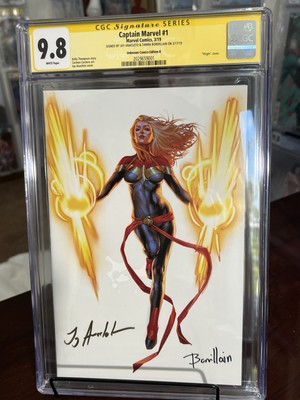Captain marvel 1 Double signed CGC 9.8 Jay Anacleto Cover Virgin HTF