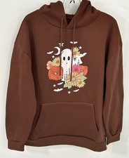 NWOT Ghost Floral Halloween Hoodie Women  s XL Long Sleeve Sweatshirt Unbranded