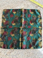 Ermenegildo Silk Scarf Green 12  Paisley Dark Jewel Tones Pocket Square