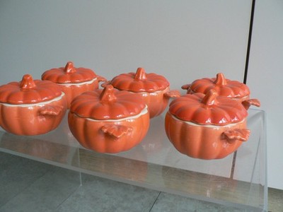 Kürbis Cocotte Auflaufförmchen Deckel orange x 6 klein einzeln