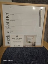 Wood Dry Erase Weekly Planner Board 14x14 Magnetic Calendar