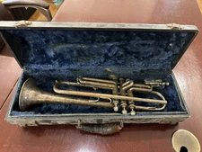 supertone bandmaster vintage trumpet Elkhart Indiana for display
