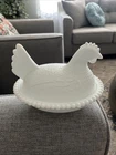 Indiana Glass Vintage Milk Glass Hen on Nest Covered Candy Dish 7” Nesting Hen