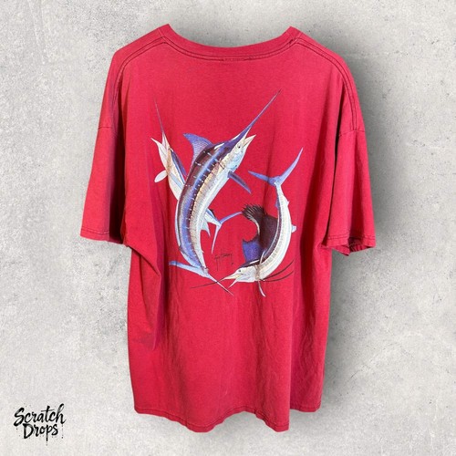 Camiseta Guy Harvey Para Hombres Talla XXL Roja Manga Corta Bolsillo Camiseta De Colección Top de Pesca - Imagen 4 de 4