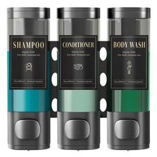 Luxspire No-Drill Wall Mount 3-Chamber Shower Soap Dispenser Shampoo Conditioner