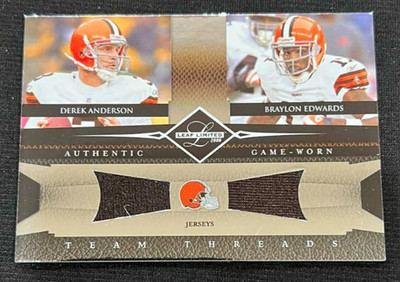 DEREK ANDERSON / BRAYLON EDWARDS 2008 Leaf Limited Team Threads Jersey #046/100