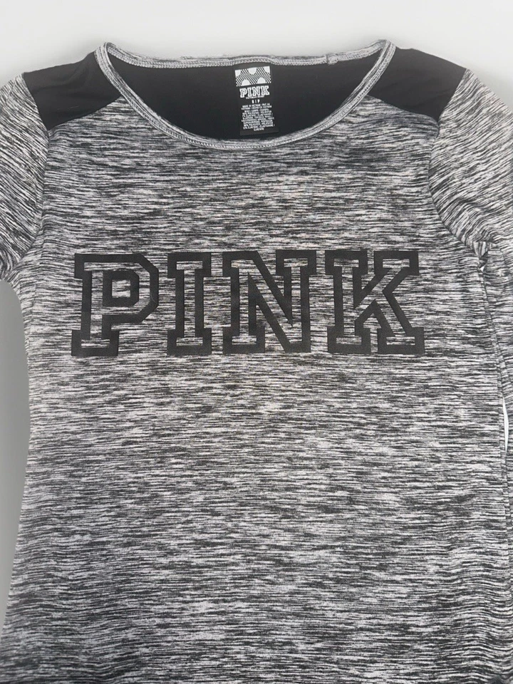 Top deportivo Victoria's Secret rosa manga larga para mujer talla S negro/gris Foto 3 de 4